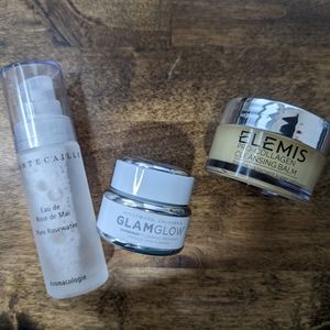 Skincare travel trio: Chantecaille, Elemis, & Glamglow